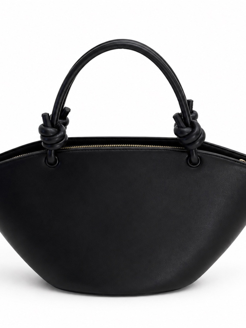 Black Knot-Handle Leather Tote